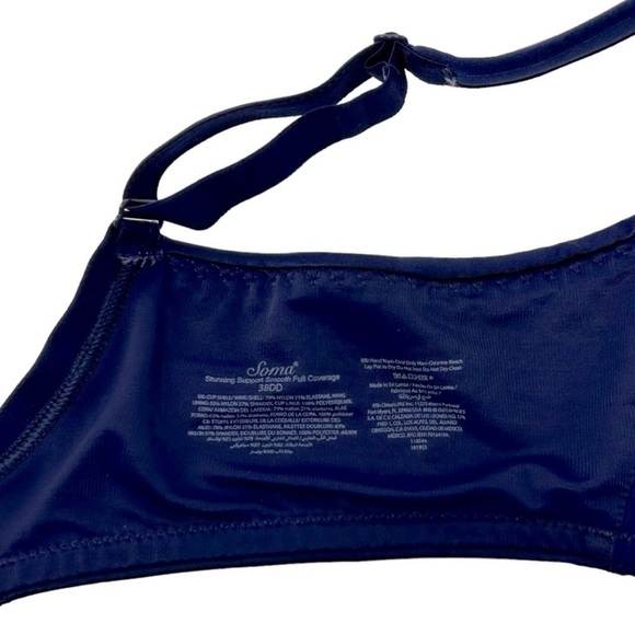 SOMA Bra Stunning support Underwire Hook n eye closure Navy blue 38DD/38E - Picture 9 of 9